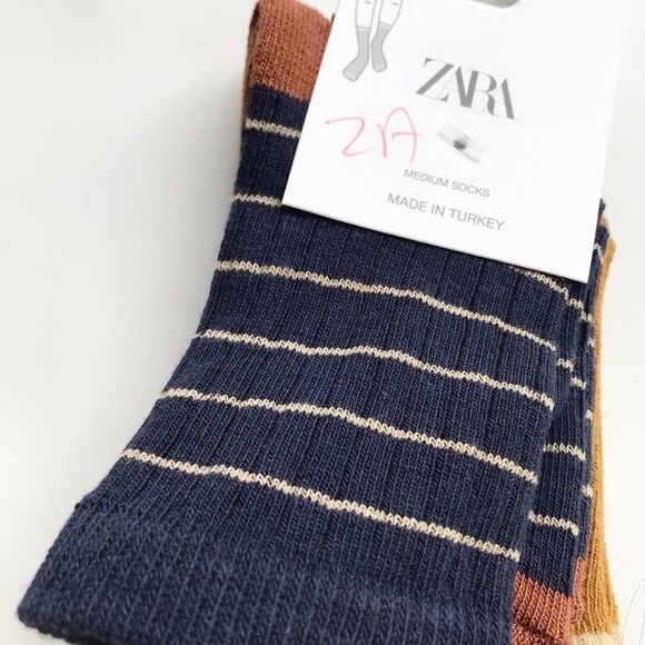 Zara NWT stripe ribbed socks 8-9Y & 9-10Y - Picture 2 of 5
